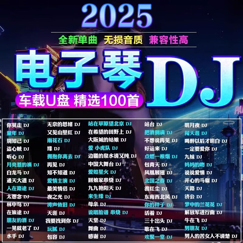 程驼（CHENGTUO）车载纯音乐电子琴DJ优盘高品质葫芦丝笛子优盘抖音电子琴音乐 16G-精选电子琴DJ歌曲1300首-全 1MB