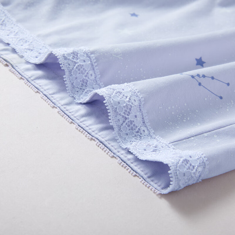 三枪春夏全棉睡裤女士薄款甜美风短裤透气可外穿宽松高腰纯棉家居裤 水蓝月亮 3XL (180/105)