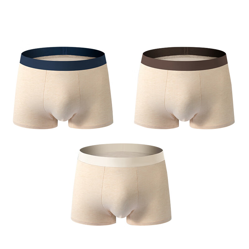 芝麻时光彩棉内裤7A抗菌底档 95%棉纯棉男内裤男全棉短裤衩四角裤100%正品 拍1发3【包含赠共发3条】 XL [100-120斤]