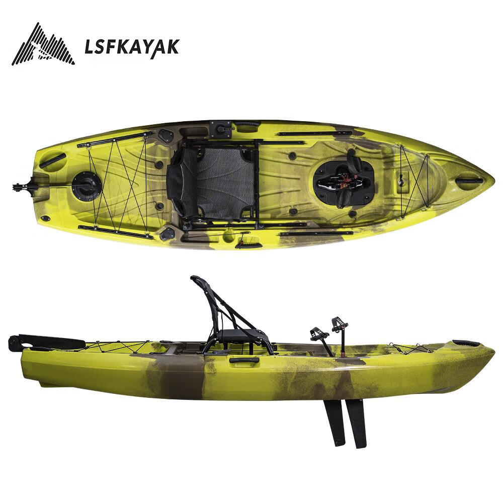 卡亚克路亚艇滚塑皮划艇单人脚踏皮划艇企鹅鳍式脚踏船脚蹼式脚蹼