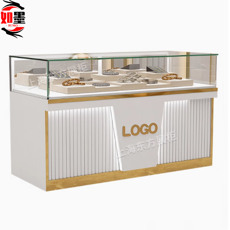 如墨（RUMO）珠寶展示柜黃金首飾柜臺(tái)手表眼鏡玻璃展柜銀飾品烤漆展臺(tái)定制 直柜100*50*95