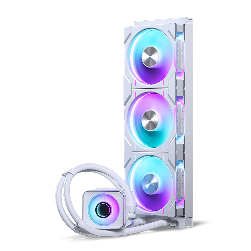 追风者冰灵D30 X2白360一体式CPU水冷散热器(VRM散热/ARGB无限镜灯效/30mm积木风扇/LGA1851)