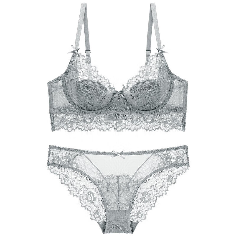 维多利亚性感的秘密性感的秘密性感女士内衣蕾丝薄款新娘红色聚拢文胸套装 黑色 70A 32A(配S号内裤)