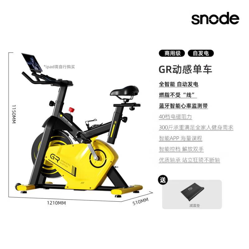 斯諾德動感單車健身房專用家庭健身靜音器材室內健身車家用款 [自發(fā)電款]20KG商用級飛輪丨40檔