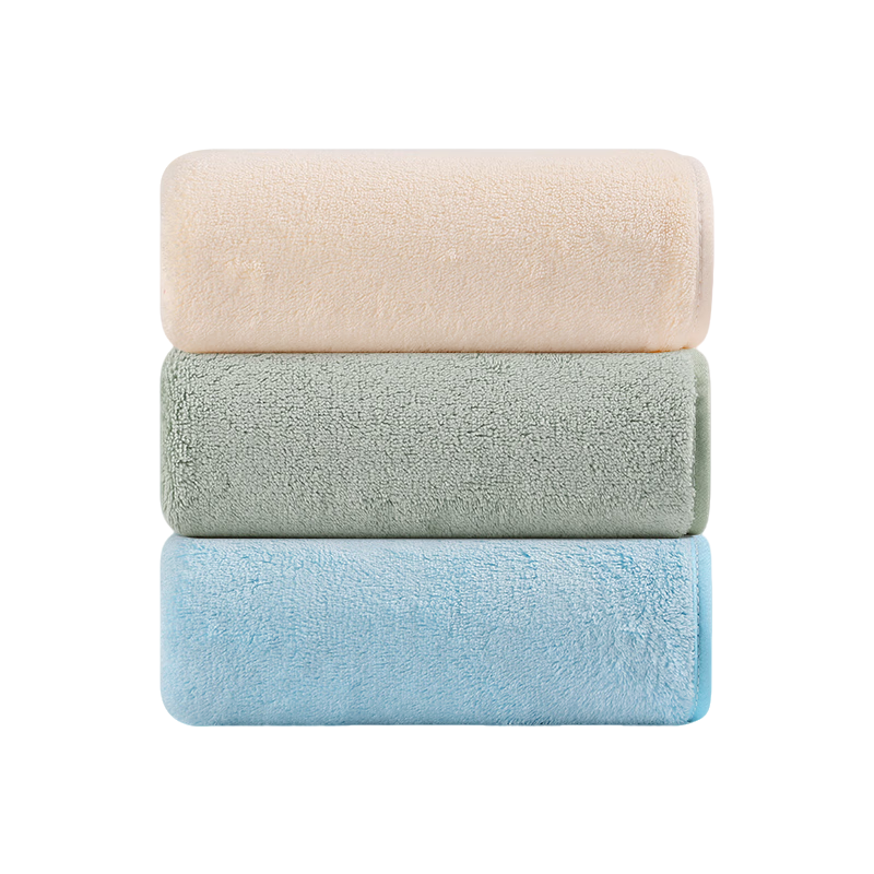 名创优品（MINISO）毛巾3条A类吸水洗脸洗澡家用干发大面巾男女柔软情侣  蓝+米+绿