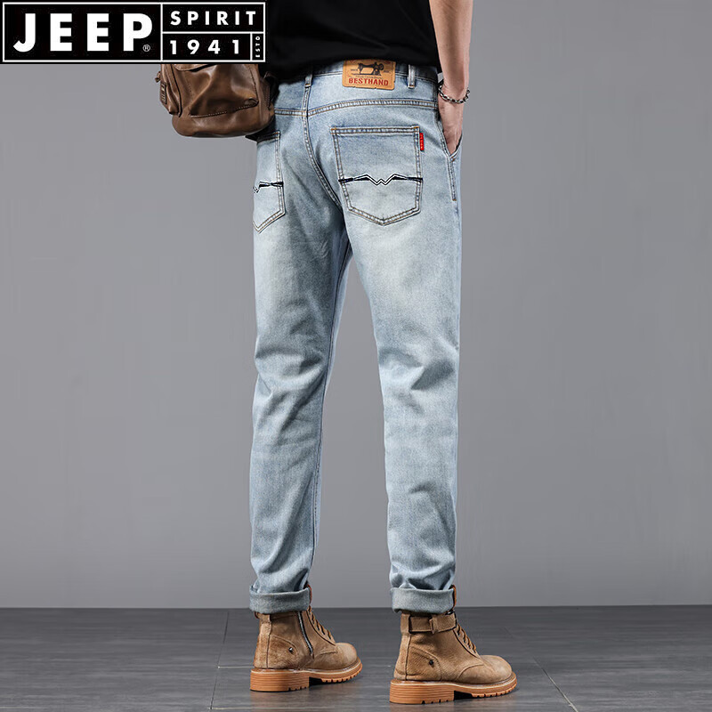 JEEP SPIRIT高端牛仔裤男士2025春夏新款修身直筒商务男装潮流百搭长裤子男裤 5769浅蓝 30