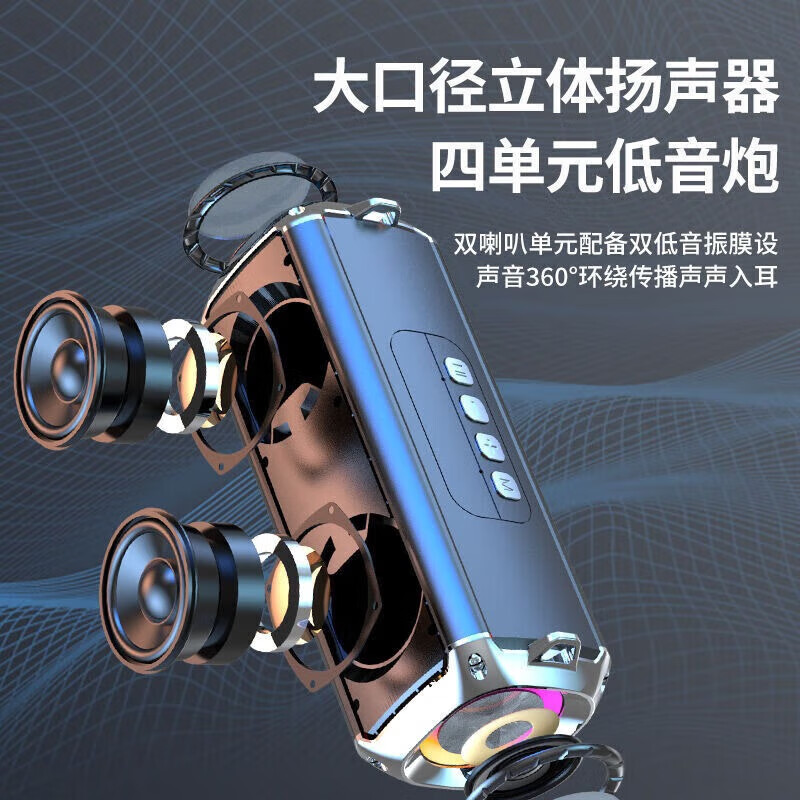 CLAISON蓝牙音箱柏林之音智能音响重低音炮家庭户外便携式桌面电脑无线音响家用防水可插卡高音质超长续航 黑色【语音交互丨长续航】升级款
