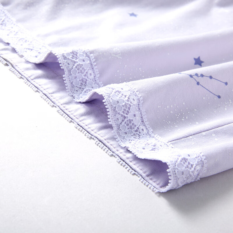 三枪女士夏季睡裤纯棉休闲时尚印花蕾薄款透气高腰居家外出短裤家居裤 雾紫月亮 3XL (180/105)