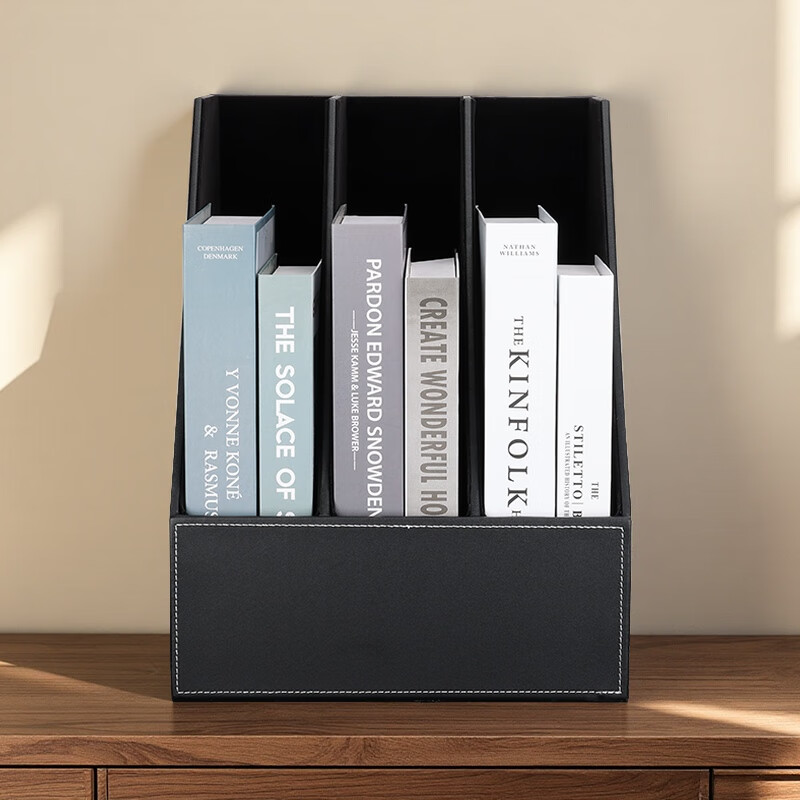 利蓝（LEADLAND）桌上文件架立式文件筐多层文件框书架资料档案架文件整理收纳置物架财务会计经理办公用品 【商务办公之选】黑色三联A113