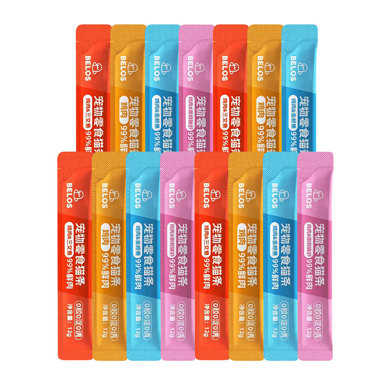 BELOS贝洛兹猫条15支囤货猫咪零食营养成幼猫湿粮猫罐头主食猫条 猫条 混合口味（12g*15支）