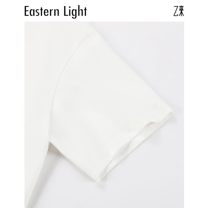 乙来(EASTERN LIGHT)2026夏季新款女装廓形V领短袖T恤衫上衣黑白色显瘦潮流宽松内搭 纯净白 L 乙来(EASTERN LIGHT)2026夏季新款女装廓形V领短袖T恤衫上衣黑白色显瘦潮流宽松内搭 纯净白 L
