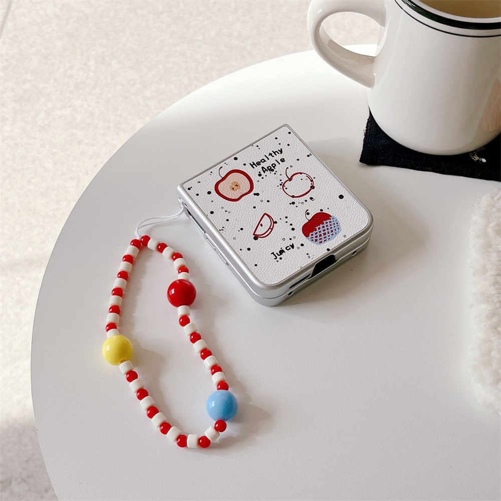 Hnew适用于小米mixflip手机壳新款皮纹泼墨苹果英文波点MIXFlip小折叠屏保护套全包防摔女带链条高级感 单壳【泼墨苹果 白色皮纹】轻奢肤感 全包防摔 小米MIXFlip