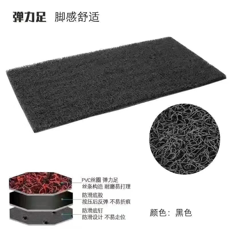 LZJV电动车脚垫电摩托车防滑脚垫新国标车通用加厚防水可裁剪脚踏板垫 纯黑色【防水加厚丝圈】+赠魔术贴 30*60cm【中型电动自行车】