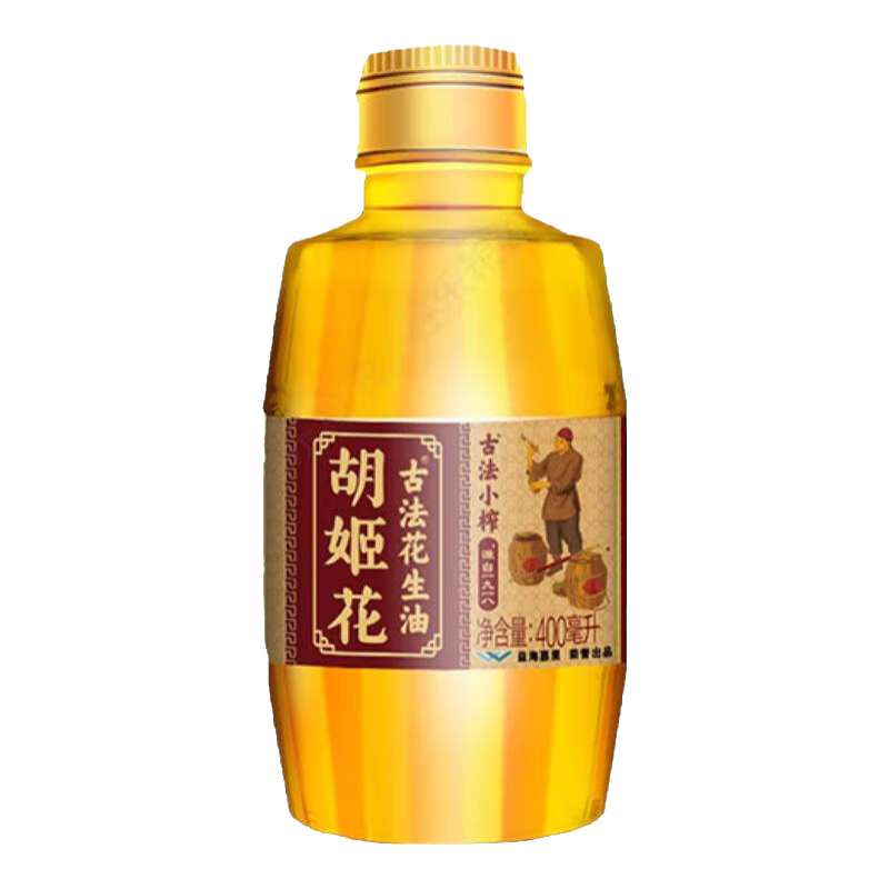 胡姬花古法小榨花生油400ml 家用炒菜烘焙一级压榨食用油小瓶装 400mL*1瓶