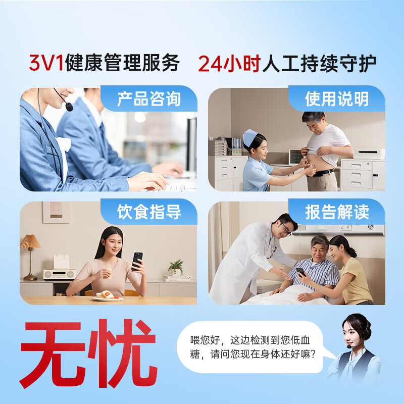 三诺爱看动态血糖仪i6二代家用24小时非无创监测24小时免扎针高精准 【2盒装】二代新品i6【咨询多盒低至109/盒】