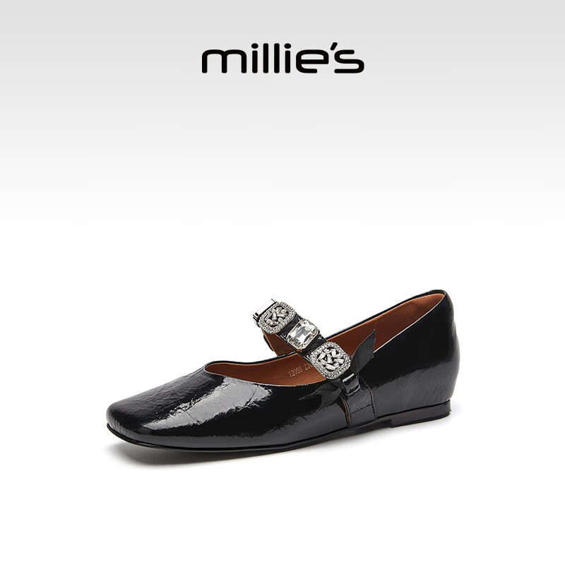 妙丽玛丽珍鞋女低跟浅口内增高法式2026春季新款百搭休闲晚晚单鞋 黑色 38 (240mm) 标准码