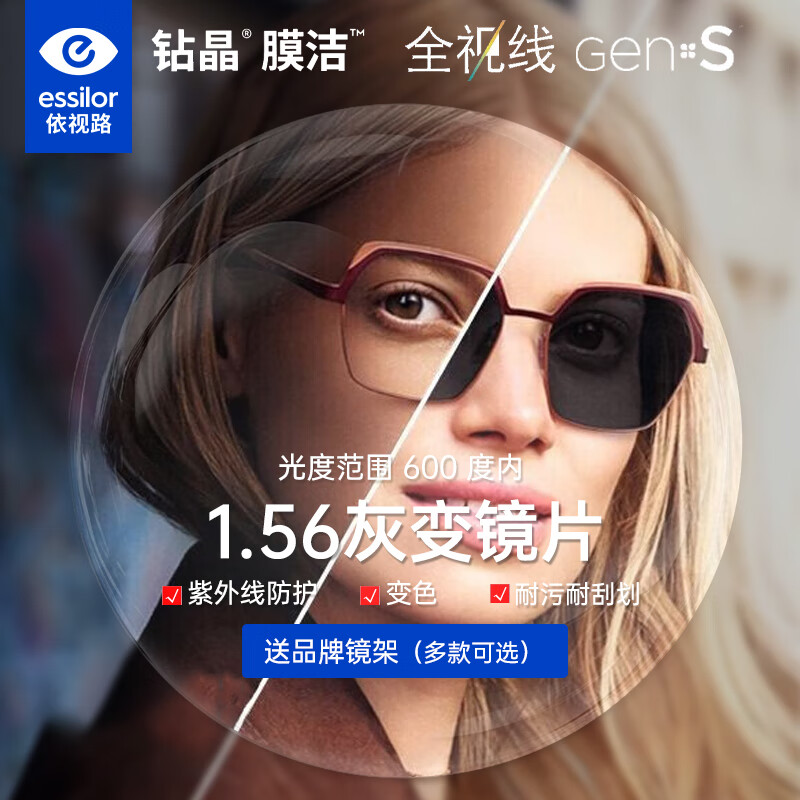 ����·��ESSILOR���꾧Ĥ��ȫ���ߵھŴ�GENS���ɫ��Ƭ������۾���Ƭ2Ƭ������ 1.56Ĥ����(���Ϲ��600���ڣ�