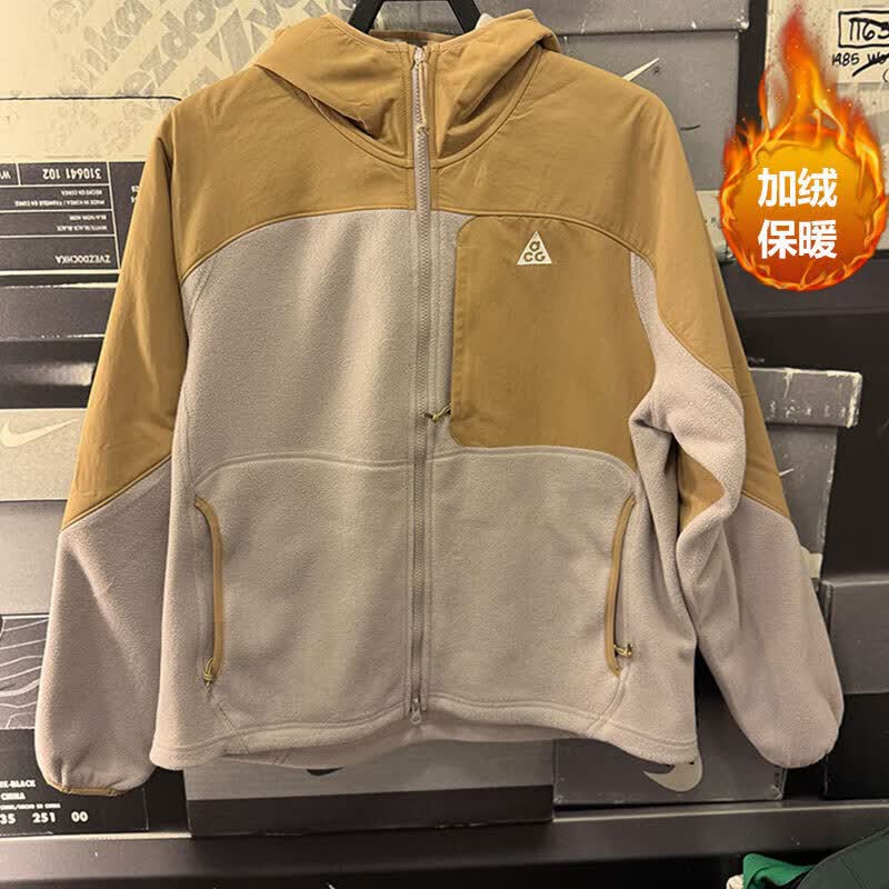 耐克（NIKE）休闲外套男士春季新款加绒保暖运动服ACG宽松摇粒绒连帽夹克上衣 HJ2459-297 S