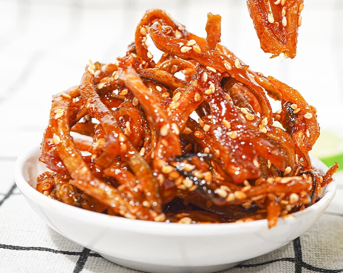 蜜汁香辣鰻魚(yú)絲鰻魚(yú)條烤鰻魚(yú)片香甜休閑零食即食海味特產(chǎn)小吃 鰻魚(yú)絲一斤裝蜜汁偏甜微辣