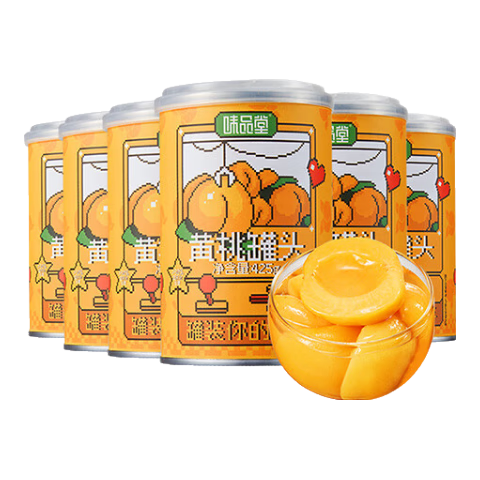 味品堂 黄桃罐头425g*6罐 5斤水果罐头年货节新年送礼休闲零食优质黄桃