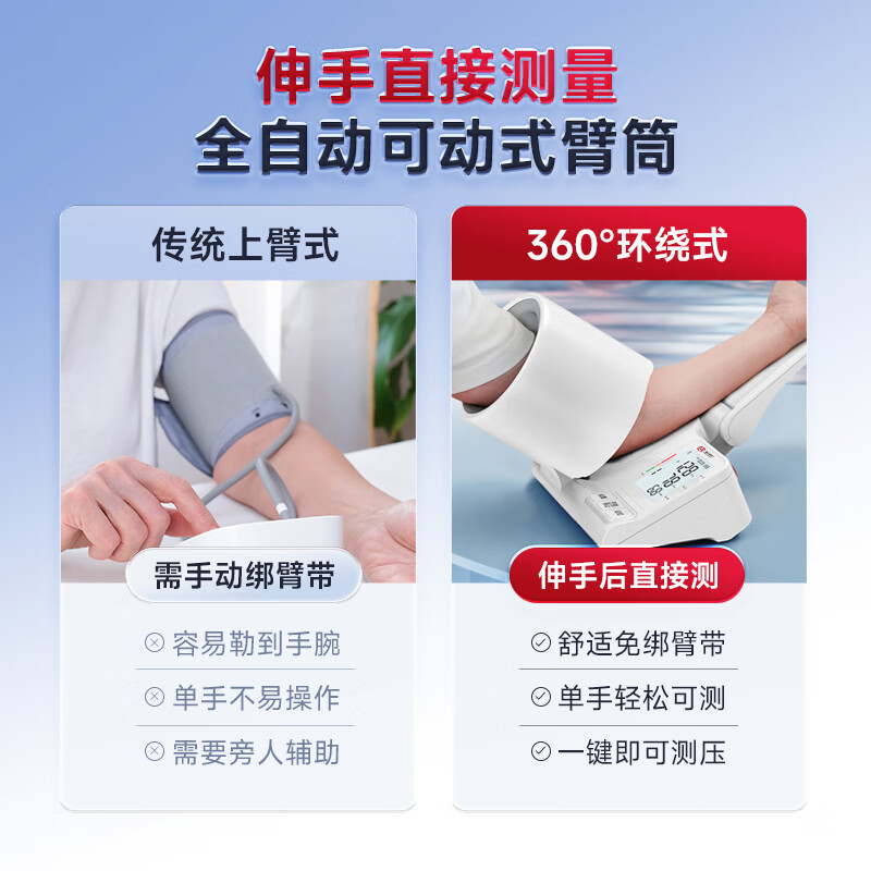 博士医生送礼推荐隧道式血压计语音播报全自动高精度医用血压计可静音版 全自动臂式血压计(语音播报 背光大屏)