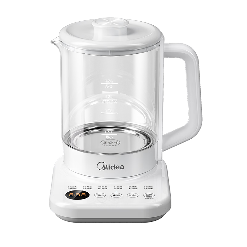 美的（Midea）养生壶 1.5L全自动大口径煮茶壶 24小时预约电热水壶预约保温烧水壶花茶壶多档恒温煮茶器 【316L材质】YS15P-Y2 1.5L