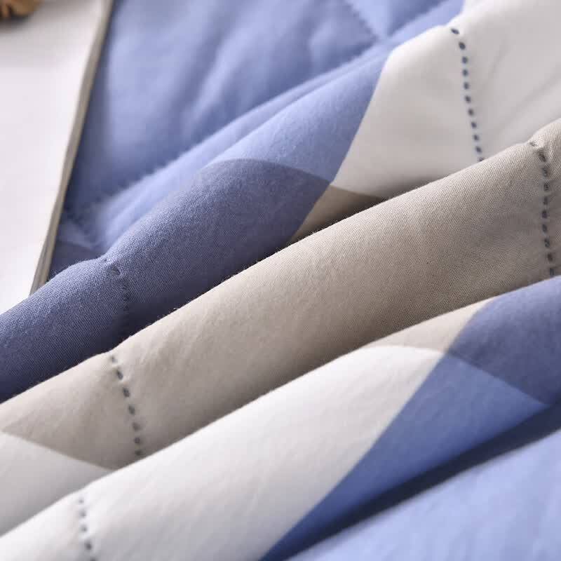 多兰诗（Duolanshi）夏凉被 可机洗小清新空调被宿舍单双人夏天薄被子 蓝大格 150*200cm