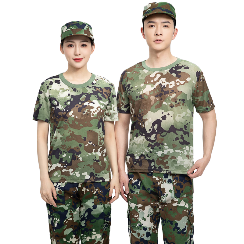 龍偉聯(lián)合軍訓(xùn)服套裝大學(xué)生夏季短袖迷彩純棉T恤初高中速干透氣迷彩訓(xùn)練服