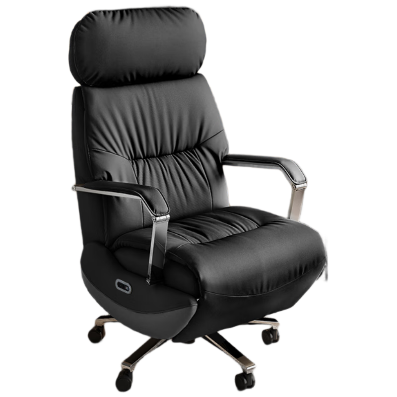 利沃诺电动老板椅总裁椅办公椅可躺座椅电脑椅子通风加热E108 黑真皮