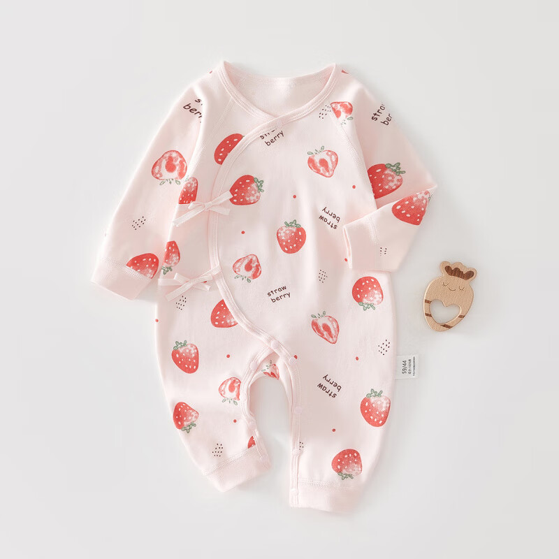 生新生婴儿儿衣服春秋纯棉打底内衣和尚服0-3月6初生宝宝连体衣春装 白底萌小兔无骨蝴蝶衣 66cm (M)
