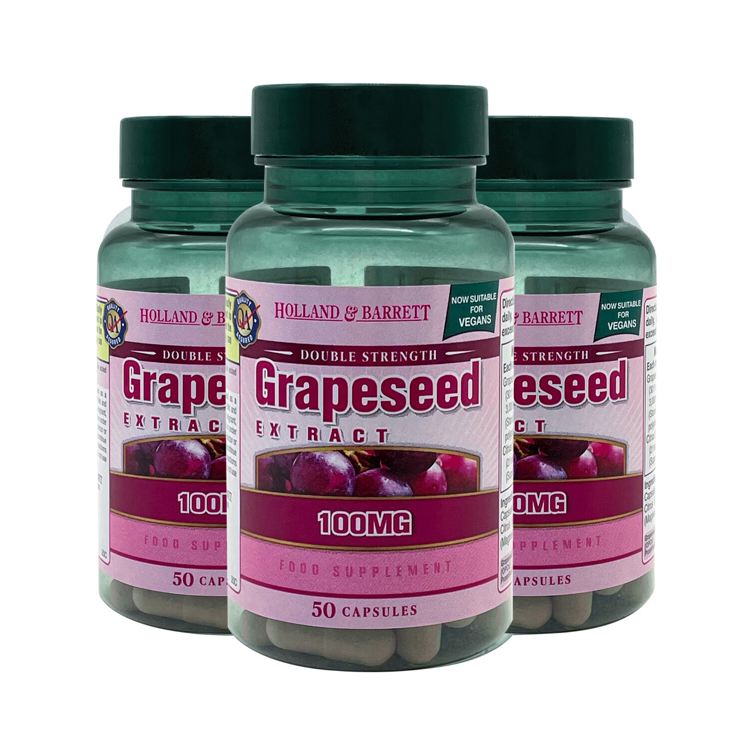荷柏瑞Holland&Barrett浓缩葡萄籽原花青素胶囊淡化色素英国进口50粒/瓶 葡萄籽精华 三盒装（50粒/瓶）