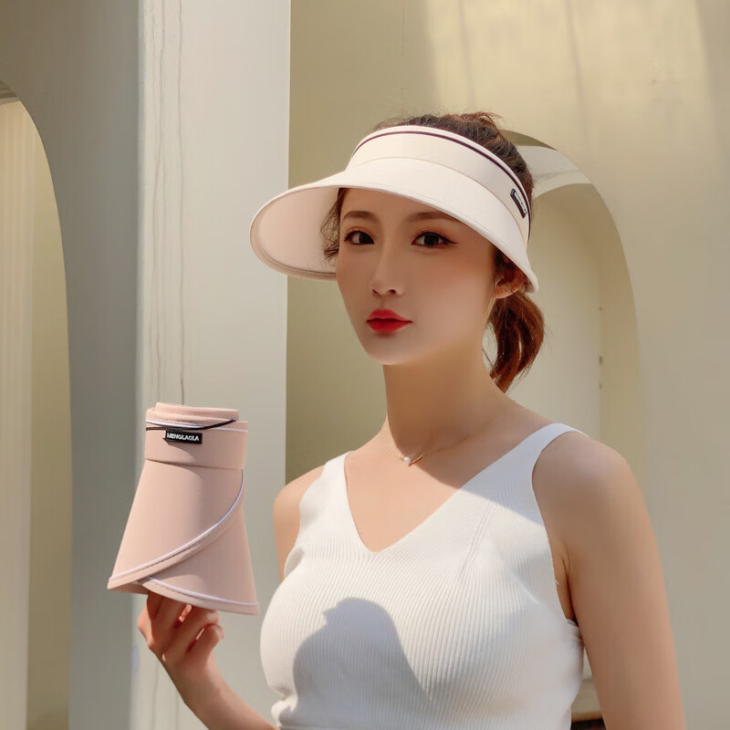 【直发】夏季新款升级可折叠防晒帽旅行沙滩大檐遮阳帽无顶帽子女 橘色(可折叠 均码