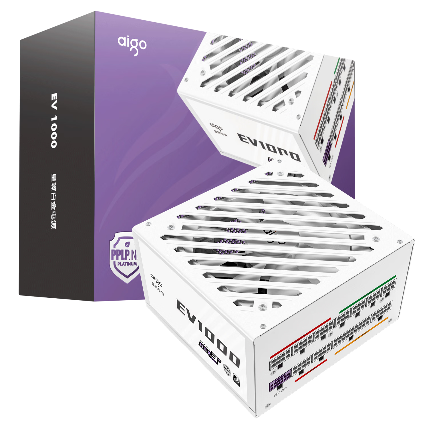 爱国者（aigo）星璨EV 1000W白金牌 白 ATX3台式机箱电源 PPLP/80PLUS认证/一键超频/稳压5090