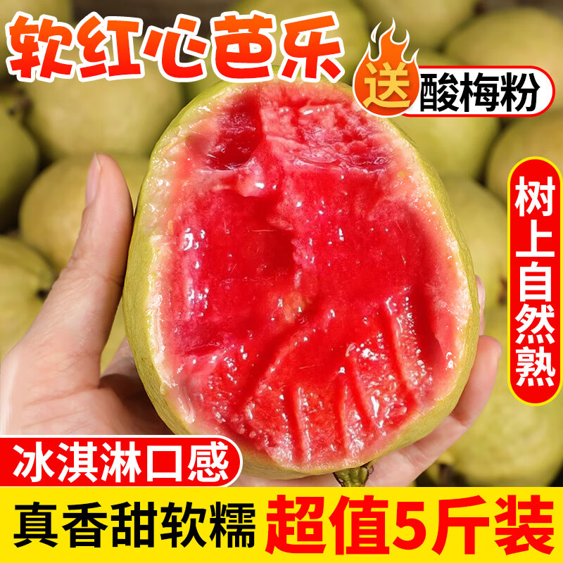 吉果叔 广西红心芭乐 番石榴应当季新鲜现摘 软糯香甜低糖孕妇热带水果 2斤 软糯红心芭乐