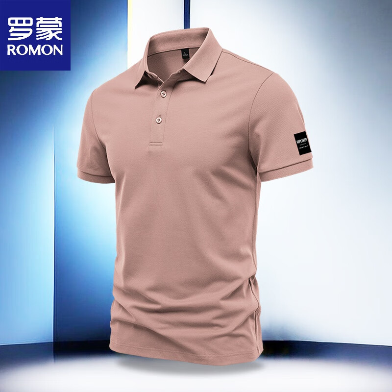 罗蒙（ROMON）新款夏季polo.衫男短袖上班日常商务休闲翻领t恤透气宽松半袖 姜黄色 2XL 体重145-160斤