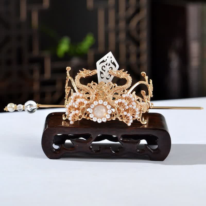 戎夏古风发饰汉服饰品头饰发簪子古装束发套装佩戴女生金步摇发冠 发