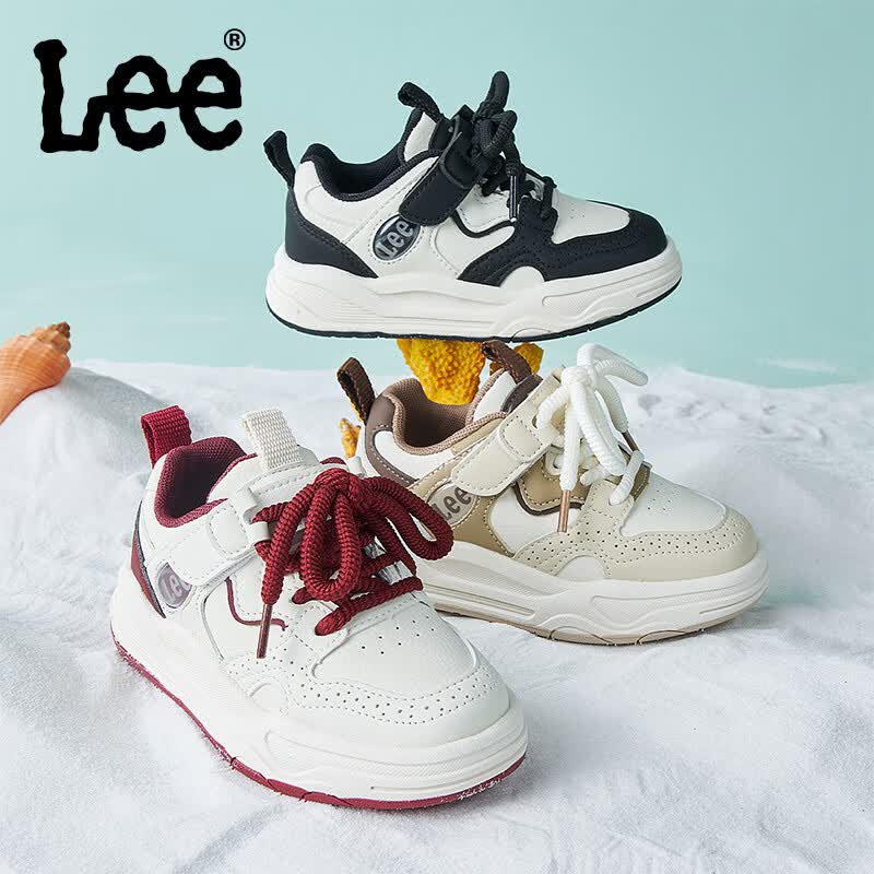 Lee儿童运动鞋春季小白鞋女童百搭软底轻便男童运动休闲鞋 白黑 27 【建议脚长164-169mm】