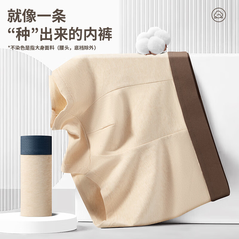 芝麻时光彩棉内裤7A抗菌底档 95%棉纯棉男内裤男全棉短裤衩四角裤100%正品 拍1发3【包含赠共发3条】 XL [100-120斤]