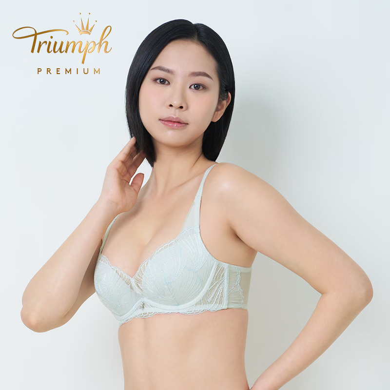黛安芬/Triumph天使系列金致人鱼新品内衣女软钢圈蕾丝聚拢文胸16R9047 雪花色-SZ 80C