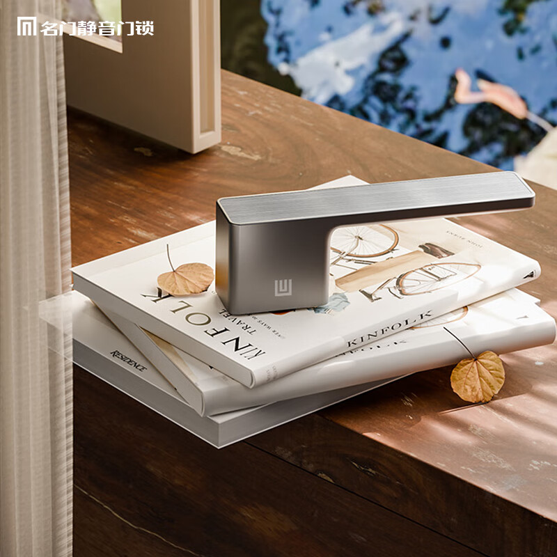 名门门锁卧室磁吸静音锁室内房门极简生态门锁木门简约门把手家用锁具 3030迪拜灰+门吸+平开合页3片装 左开