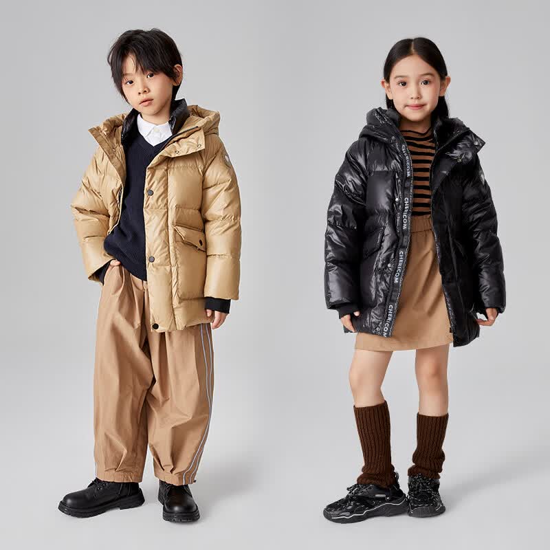 千仞岗秋冬季儿童羽绒服中长款男女童外套百搭休闲冬装石墨烯保暖防寒服 摩登咖 120 cm