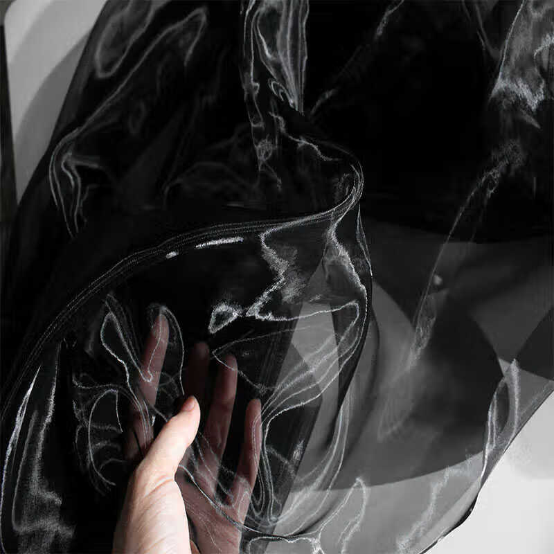 透明薄軟水光歐根紗網(wǎng)紗婚紗面料漢服禮服裝高檔連衣裙設(shè)計(jì)師布料 黑色寬1.45米50cm多買不剪斷