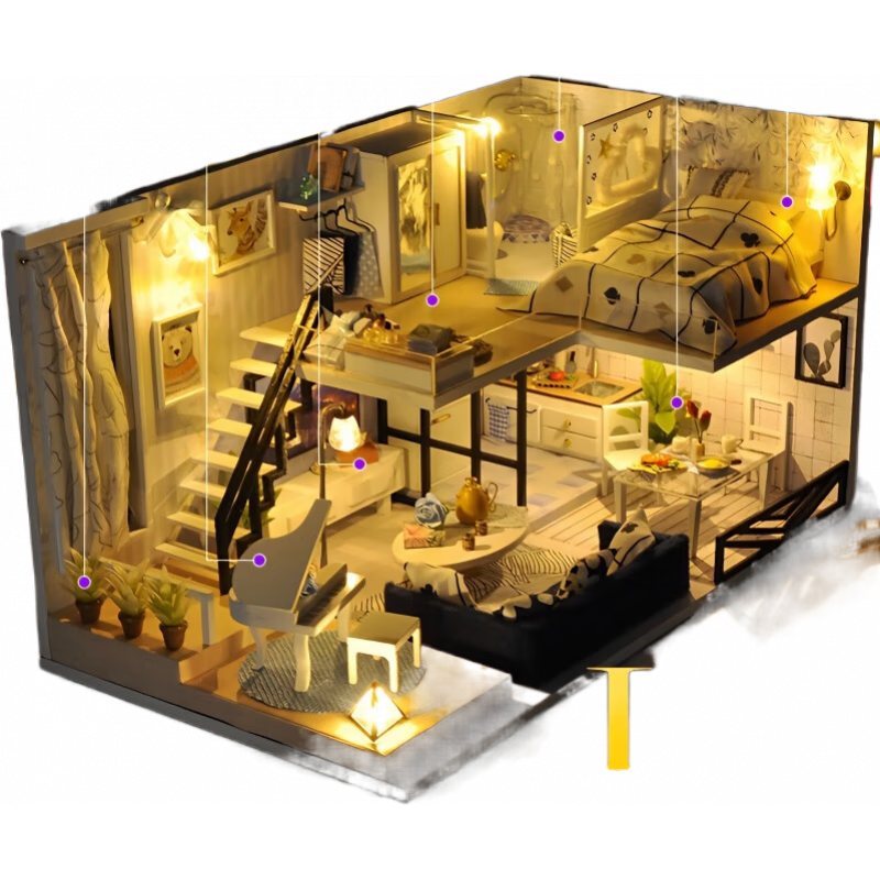 童夢(mèng)姿diy手工小屋新婚禮物立體拼裝房子建筑模型玩具生日禮物送女生 時(shí)光淺影+罩+音樂(lè)+工具膠水+閨蜜