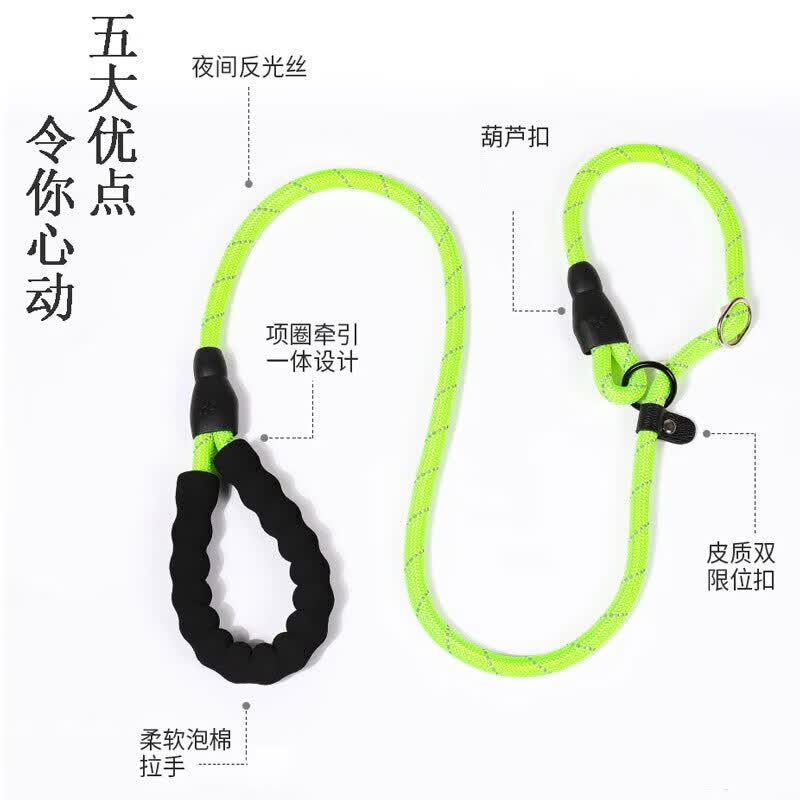 拉维佩特(LOVINGPET)p绳中型犬 柯基牵引绳P链遛狗绳泰迪比熊牵引绳狗绳p绳小型犬 红(2.0M) M(1.0)【参考15-40斤狗狗】