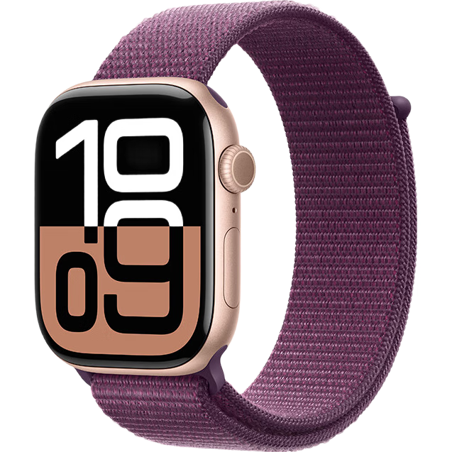 Plus:Apple Watch Series 10 智能手表46毫米玫瑰金色铝金属表壳梅子色回环式表带【GPS】