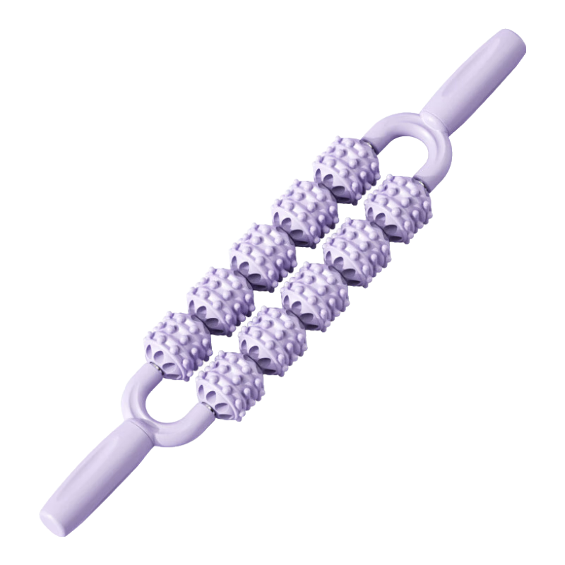 朗威雙排按摩棒瑜伽狼牙按摩棒感統(tǒng)訓(xùn)練小腿肌肉放松滾輪軸腿部按摩器 丁香紫【雙排十輪深度按摩】