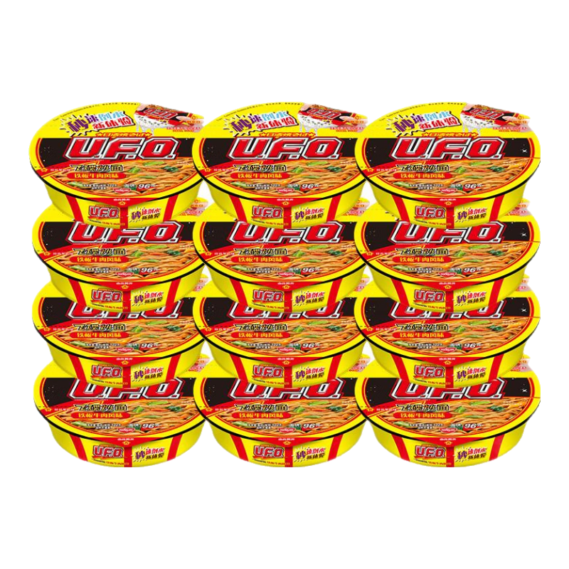 日清方便面 UFO飞碟炒面 铁板牛肉风味122g*12碗整箱装 速食拌面泡面