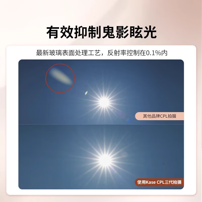 卡色（Kase）CPL偏振镜 消减反光 49 52 55 58 72 82 67 77mm 微单反相机偏光镜 适用索尼富士佳能镜头摄影滤镜 偏振镜三代【高清抗鬼影炫光】 77mm