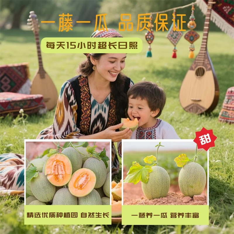 【顺丰快递】正宗新疆哈密瓜甜瓜西周蜜25号网纹瓜整箱新疆直发 【尊享装】8-9斤  2-3枚【顺丰快递】