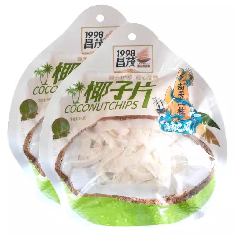 昌茂椰子片250gX2包南特產(chǎn)干果脯肉塊椰子片休閑辦公零食品 椰子片250克X2包